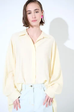 Clearance KIKISIX CAMICIA OVER MANTELLA GIALLO