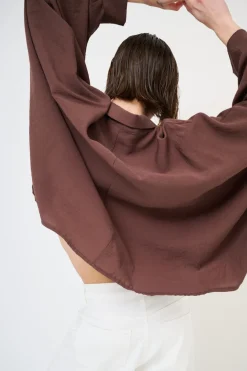 Discount KIKISIX CAMICIA OVER MANTELLA MORO