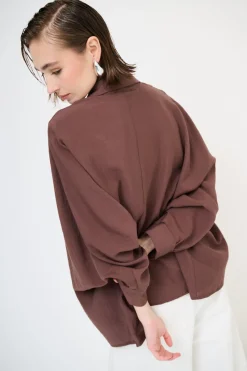 Discount KIKISIX CAMICIA OVER MANTELLA MORO