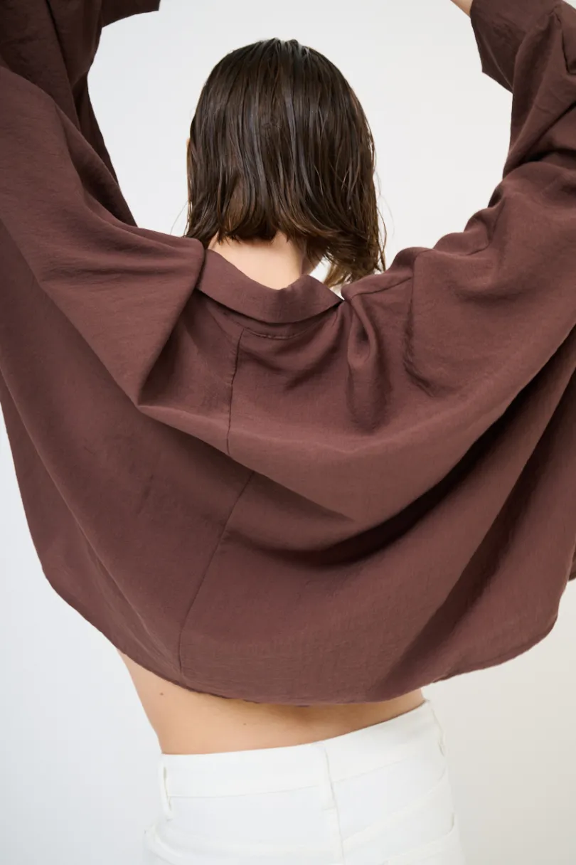 Discount KIKISIX CAMICIA OVER MANTELLA MORO