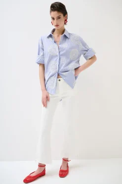 New KIKISIX CAMICIA OVER RIGA E S.GALLO CELESTE
