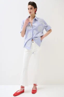New KIKISIX CAMICIA OVER RIGA E S.GALLO CELESTE