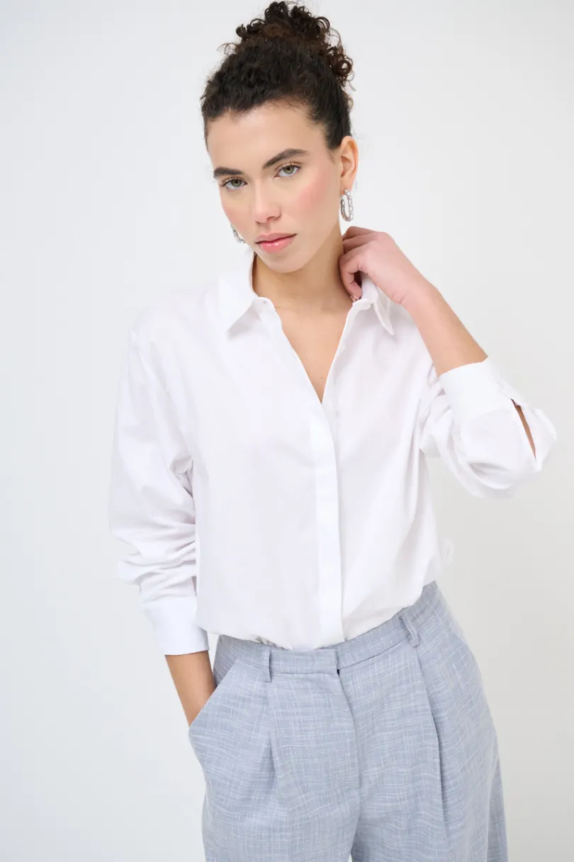 New KIKISIX CAMICIA OXFORD OVER BIANCO