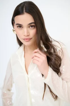 Best KIKISIX CAMICIA PAILLETTES PANNA
