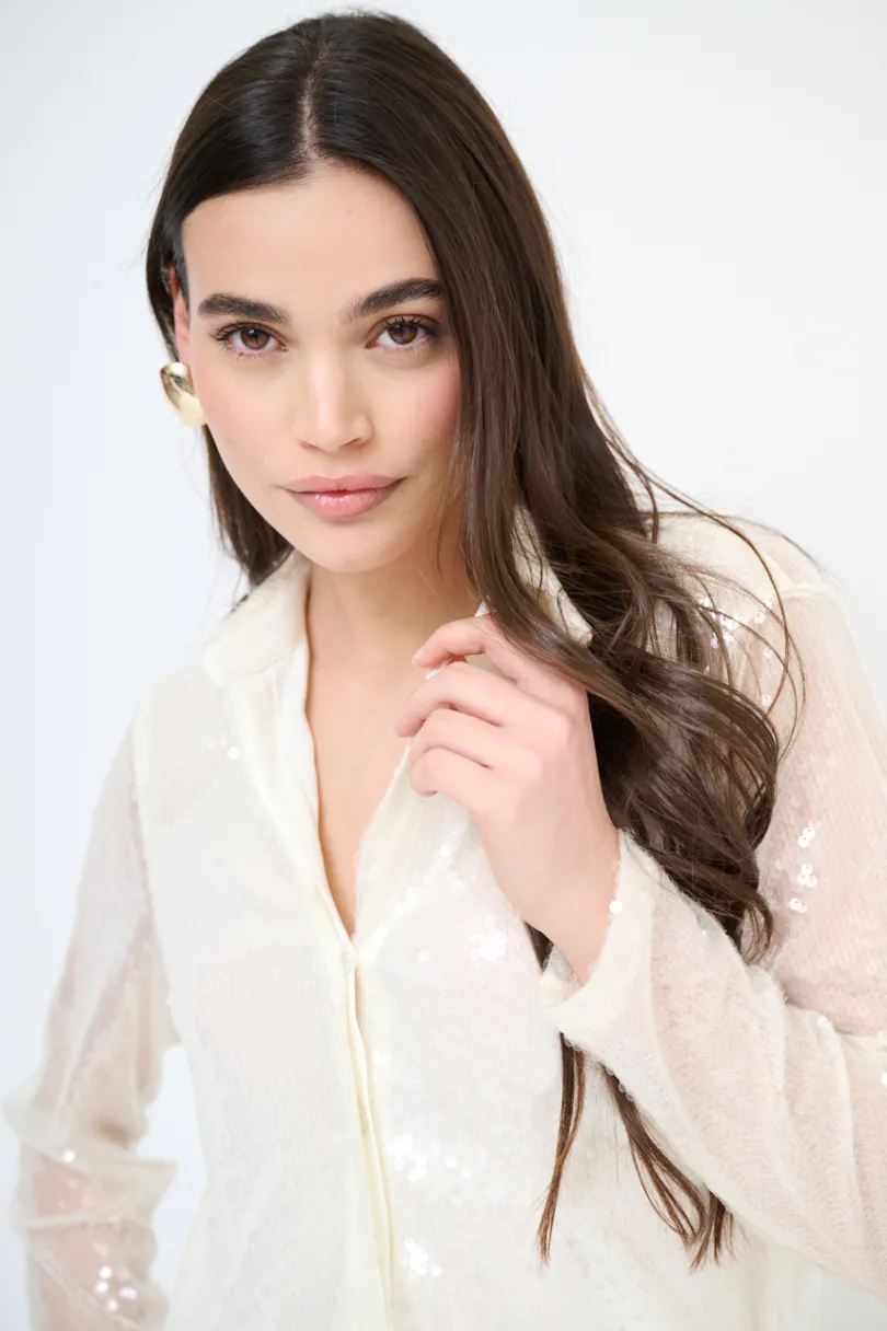 Best KIKISIX CAMICIA PAILLETTES PANNA