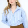 Fashion KIKISIX CAMICIA REGULAR COTONE RIGA CELESTE