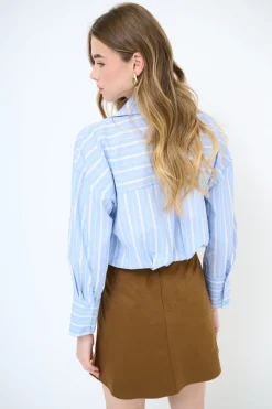 Fashion KIKISIX CAMICIA REGULAR COTONE RIGA CELESTE