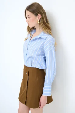 Fashion KIKISIX CAMICIA REGULAR COTONE RIGA CELESTE