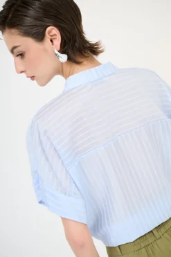 Online KIKISIX CAMICIA VOILE CON NODO RIGA CELESTE