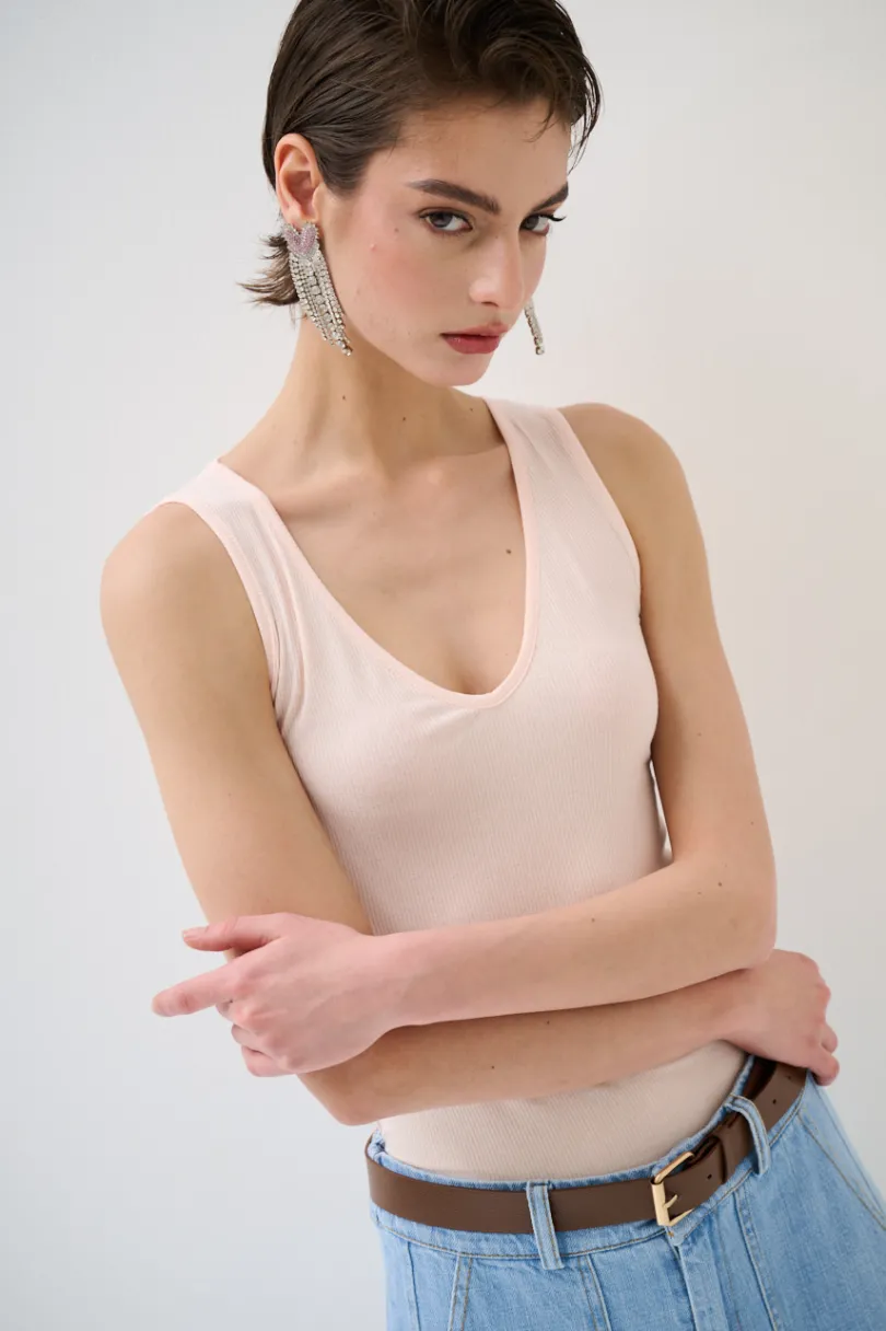 Discount KIKISIX CANOTTA BASICO SETA A COSTE ROSA