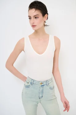 Fashion KIKISIX CANOTTA BASICO SETA A COSTE PANNA