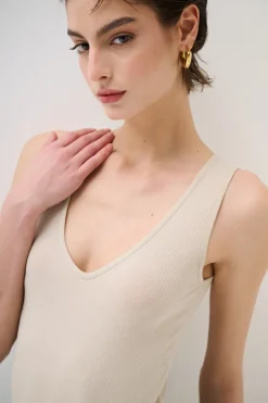 Online KIKISIX CANOTTA BASICO SETA A COSTE BEIGE