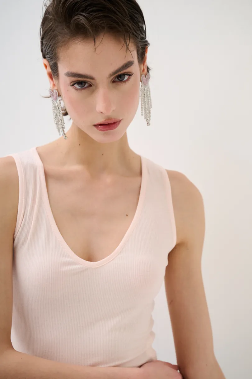 Discount KIKISIX CANOTTA BASICO SETA A COSTE ROSA