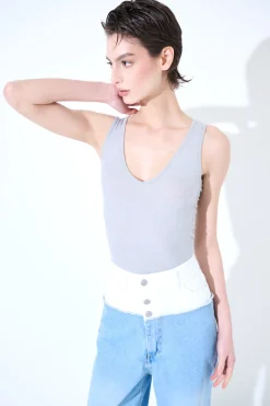 Hot KIKISIX CANOTTA BASICO SETA A COSTE PERLA