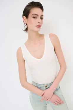 Fashion KIKISIX CANOTTA BASICO SETA A COSTE PANNA