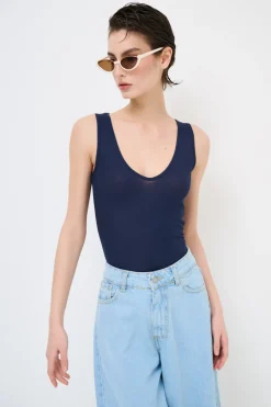 Best KIKISIX CANOTTA BASICO SETA A COSTE BLU