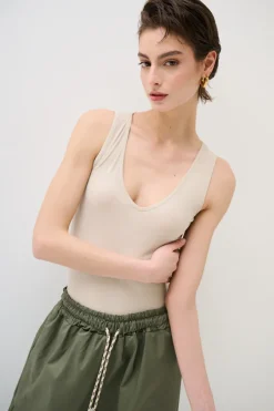 Online KIKISIX CANOTTA BASICO SETA A COSTE BEIGE