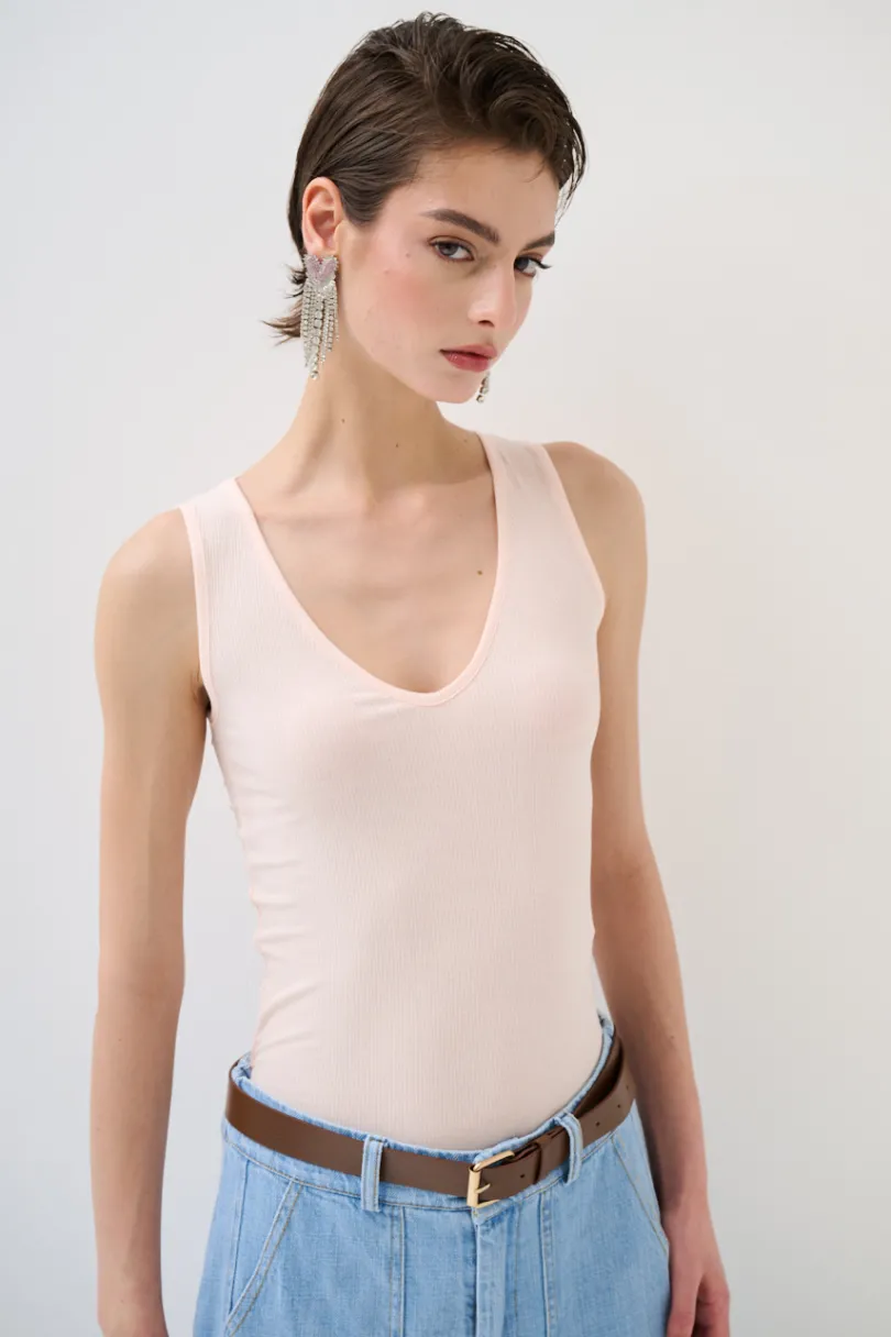 Discount KIKISIX CANOTTA BASICO SETA A COSTE ROSA