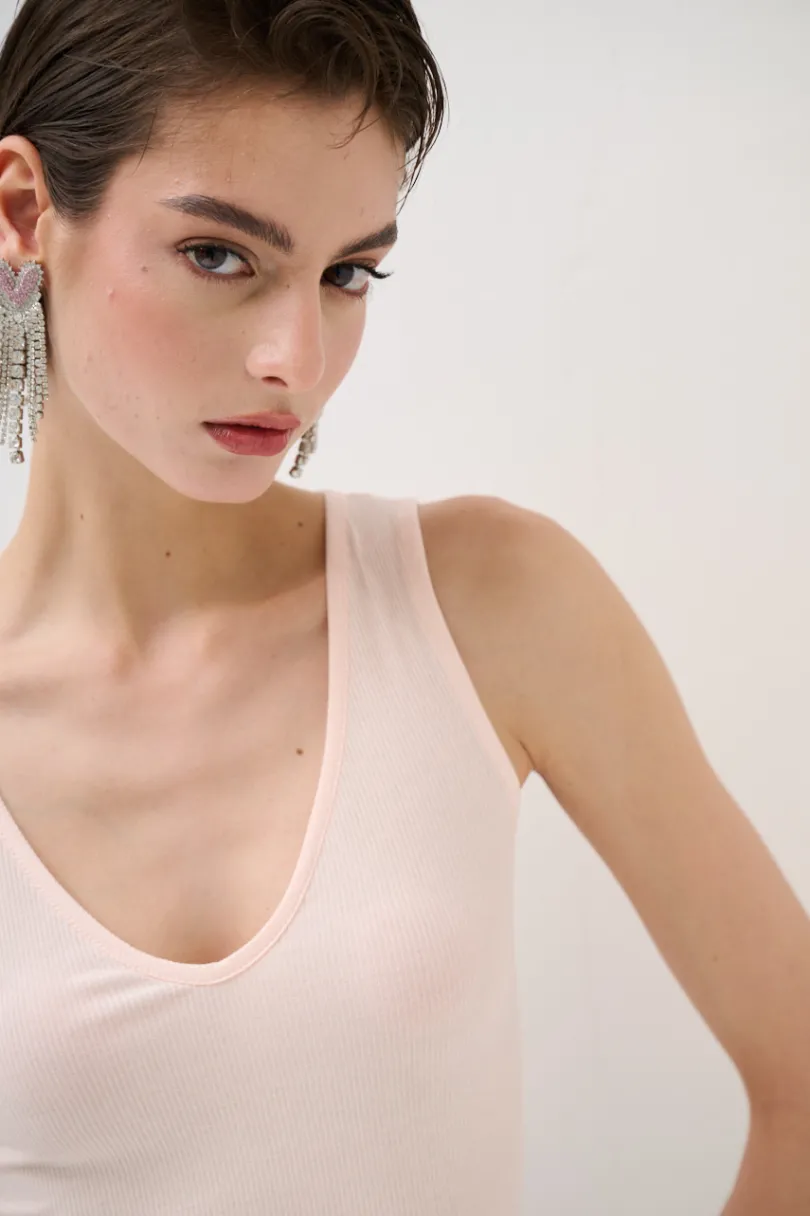 Discount KIKISIX CANOTTA BASICO SETA A COSTE ROSA