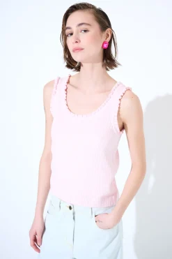 Sale KIKISIX CANOTTA MAGLIA CON ROUCHES ROSA