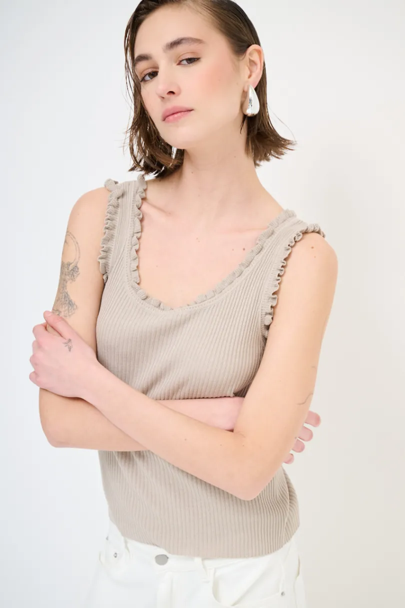 Sale KIKISIX CANOTTA MAGLIA CON ROUCHES CACHEMIRE