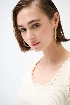 Clearance KIKISIX CANOTTA MAGLIA CON ROUCHES BURRO