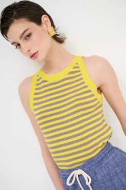 Clearance KIKISIX CANOTTA MAGLIA RIGA GIALLO