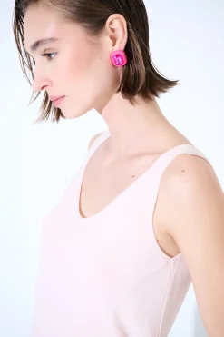 Outlet KIKISIX CANOTTA MAGLIA SPALLINI SOTTILI ROSA