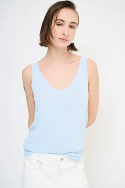 Fashion KIKISIX CANOTTA MAGLIA SPALLINI SOTTILI ACQUA