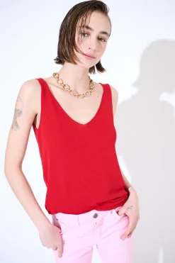 Best KIKISIX CANOTTA MAGLIA SPALLINI SOTTILI ROSSO