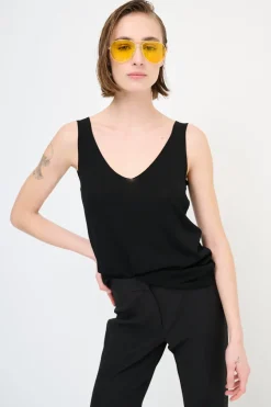 Clearance KIKISIX CANOTTA MAGLIA SPALLINI SOTTILI NERO