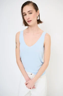 Fashion KIKISIX CANOTTA MAGLIA SPALLINI SOTTILI ACQUA