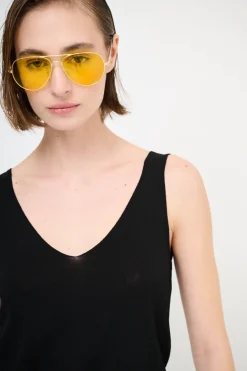 Clearance KIKISIX CANOTTA MAGLIA SPALLINI SOTTILI NERO