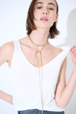 Discount KIKISIX CANOTTA MAGLIA SPALLINI SOTTILI BIANCO