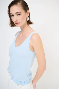 Fashion KIKISIX CANOTTA MAGLIA SPALLINI SOTTILI ACQUA