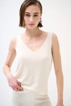 Clearance KIKISIX CANOTTA MAGLIA SPALLINI SOTTILI BURRO