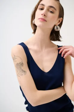 Best KIKISIX CANOTTA MAGLIA SPALLINI SOTTILI BLU