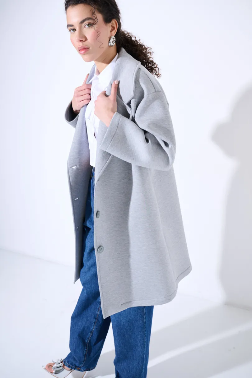 Best KIKISIX CAPPOTTINO CLASSICO 3 BOTTONI GRIGIO