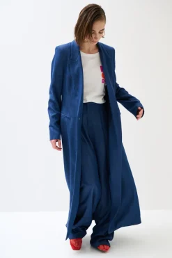 Hot KIKISIX CAPPOTTO LUNGO DENIM TASCHE DOPPIO FILETTO 1 BOTTON JEANS