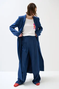 Hot KIKISIX CAPPOTTO LUNGO DENIM TASCHE DOPPIO FILETTO 1 BOTTON JEANS