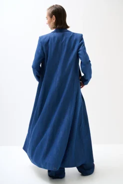 Hot KIKISIX CAPPOTTO LUNGO DENIM TASCHE DOPPIO FILETTO 1 BOTTON JEANS