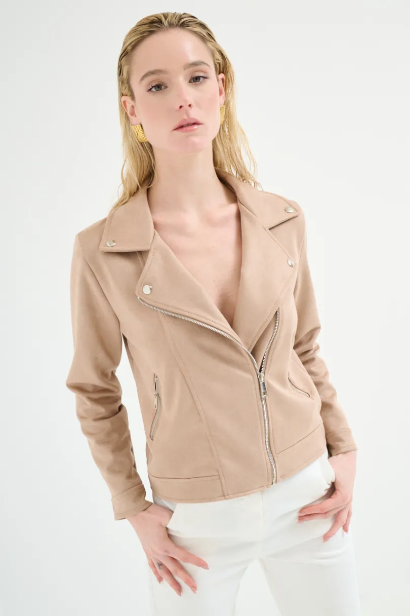 Discount KIKISIX CHIODO SLIM DAINETTO BEIGE