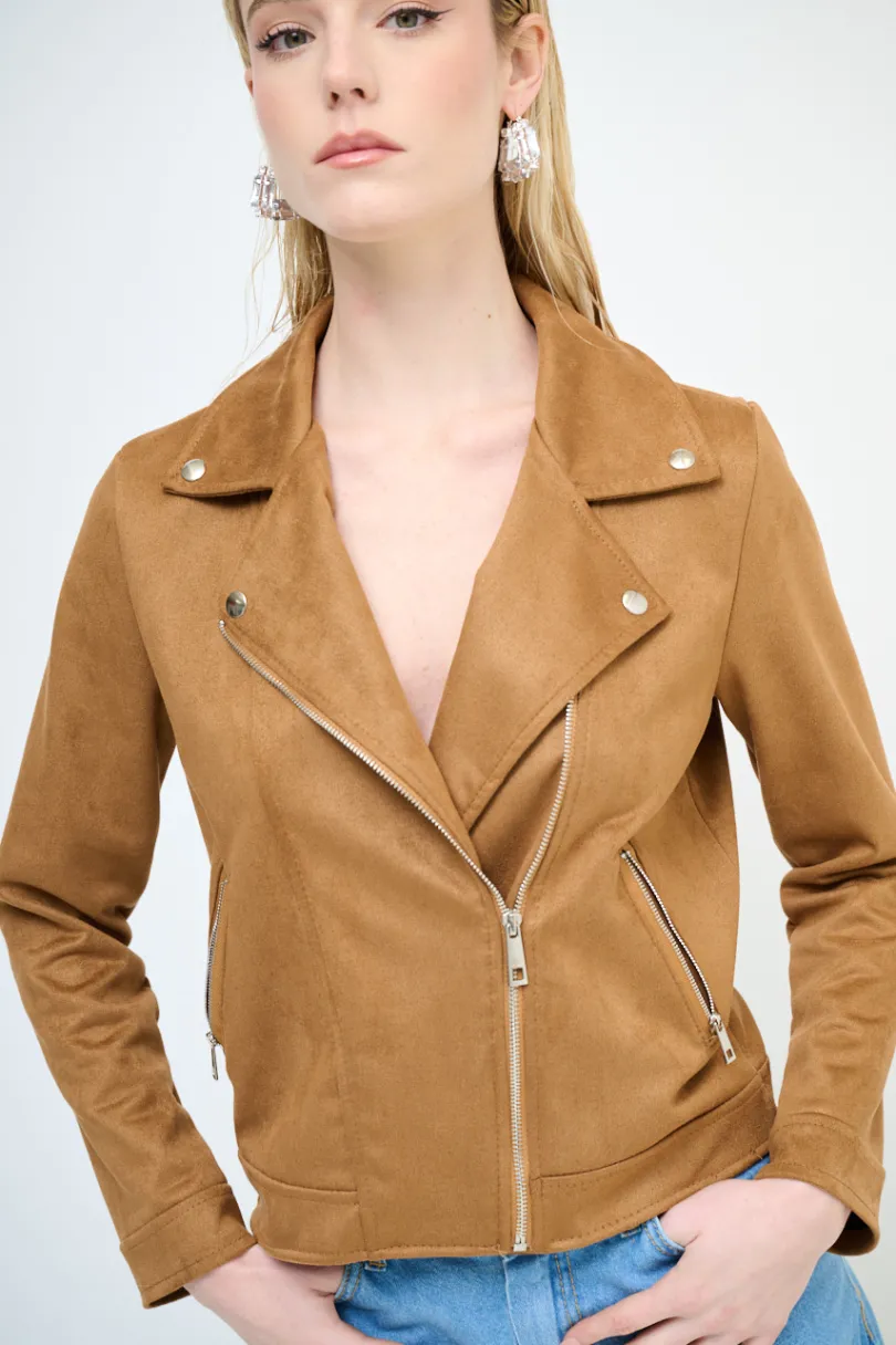 Best KIKISIX CHIODO SLIM DAINETTO TABACCO