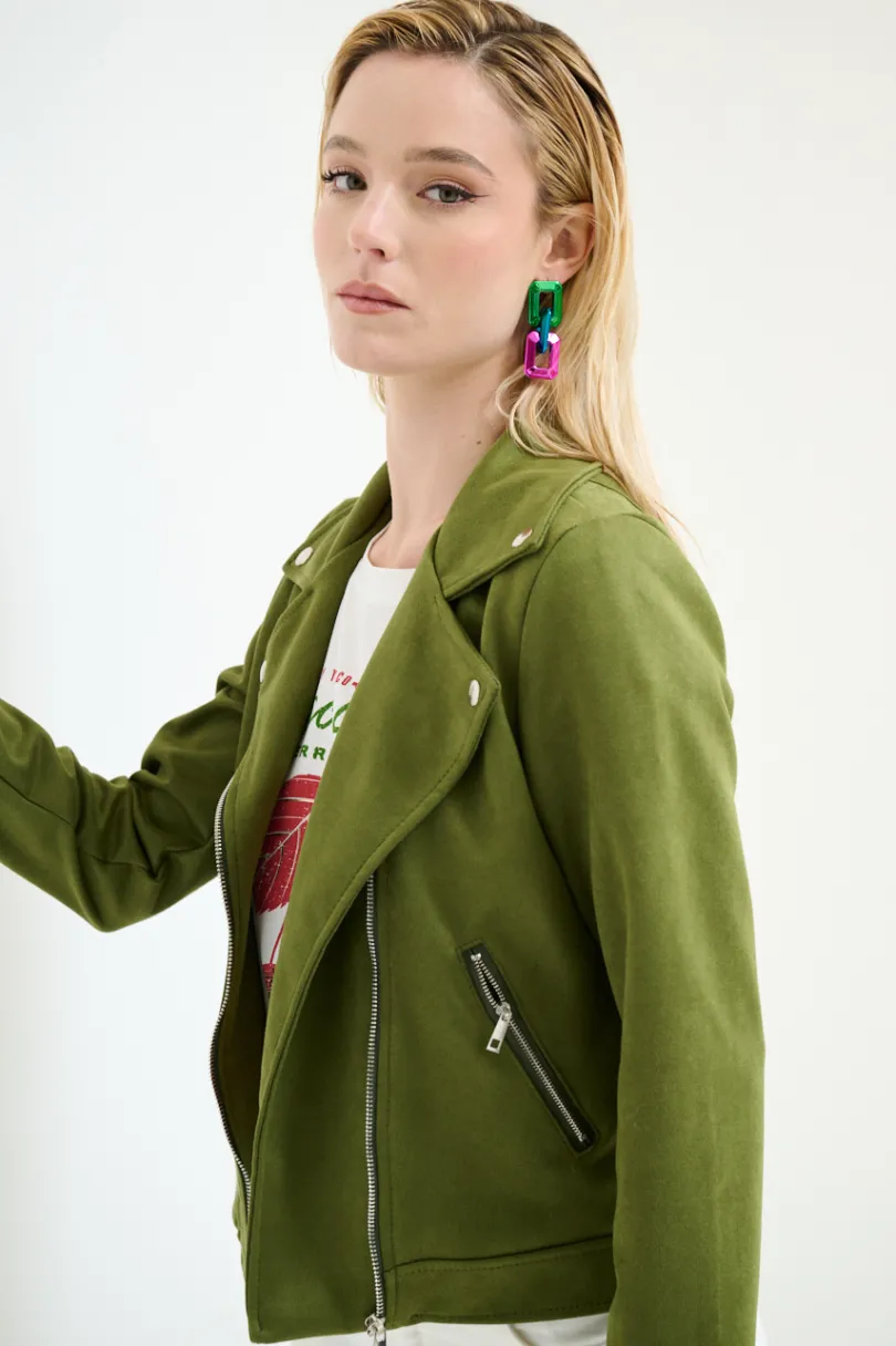 New KIKISIX CHIODO SLIM DAINETTO VERDE