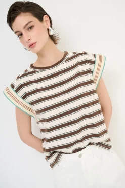 Outlet KIKISIX CROP TOP RIGA MANICA COSTINA MORO