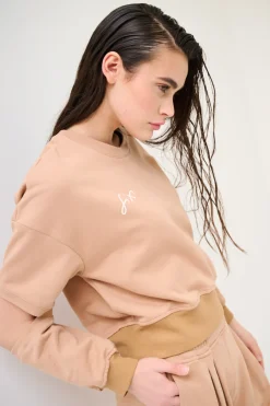 Online KIKISIX FELPA CUT-OUT MANICA STAMPA MOCHA