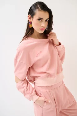 Hot KIKISIX FELPA CUT-OUT MANICA STAMPA MALVA