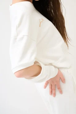 Best KIKISIX FELPA CUT-OUT MANICA STAMPA PANNA