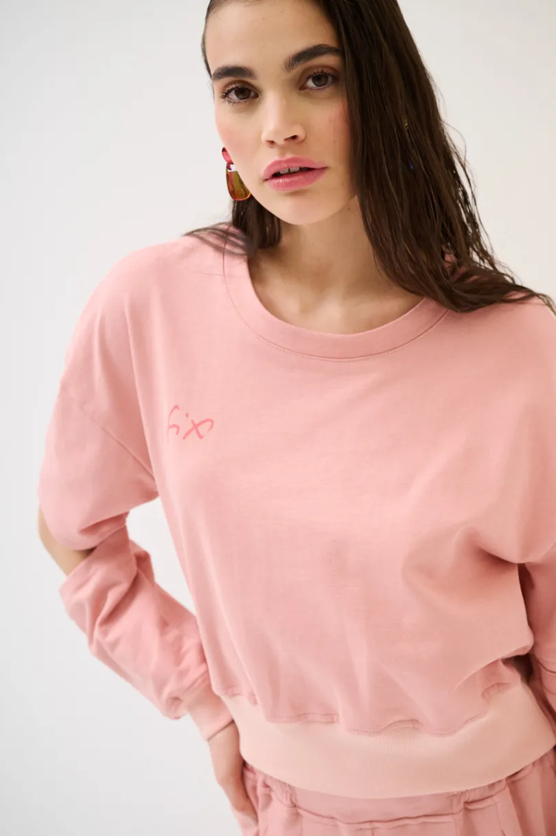 Hot KIKISIX FELPA CUT-OUT MANICA STAMPA MALVA