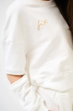 Best KIKISIX FELPA CUT-OUT MANICA STAMPA PANNA